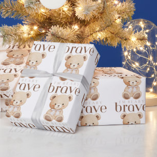 beary brave childhood cancer sick kids cute  wrapping paper