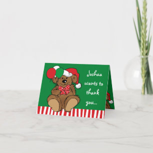 Beary Christmas Birthday Thank You Note Card