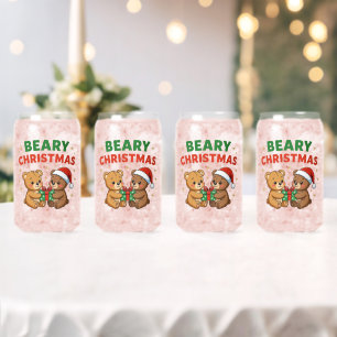 Beary Christmas Can Glass