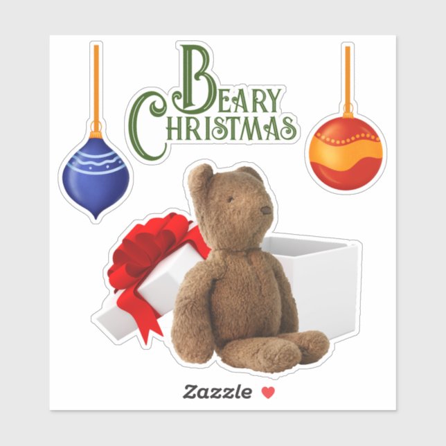 Beary Christmas Custom-Cut Vinyl Stickers (Sheet)