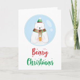 Beary Christmas Cute Animal Funny Polar Bear Pun Card