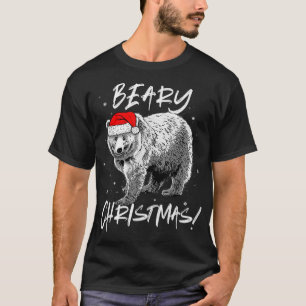 Beary Christmas Cute Polar Bear In Santa Hat T-Shirt