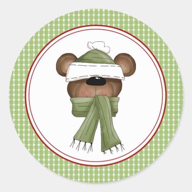 Beary Christmas Envelope Seals Stickers (Front)