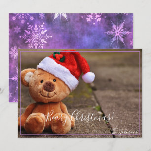 Beary Christmas (Purple Snowflakes) Invitation