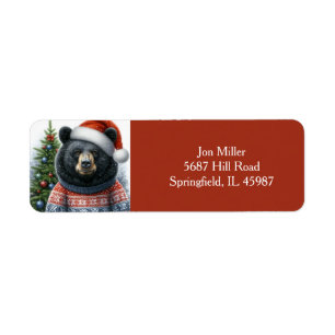 Beary Christmas Return Address Black Bear