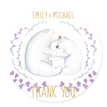 Beary Christmas Watercolor Thank You Favour Couple