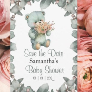 Beary Cute Boy Baby Shower  Invitation
