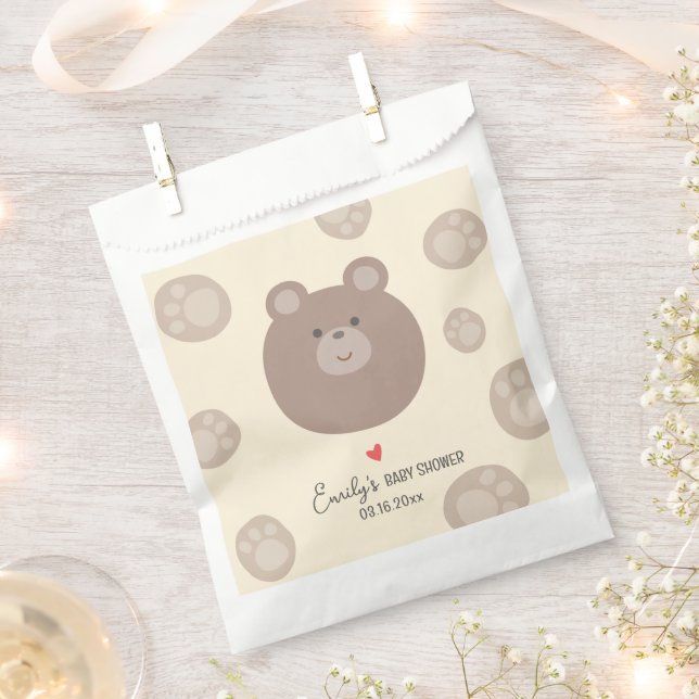 Beary Cute Brown Teddy Bear Cub Boy Baby Shower Favour Bags (Clipped)