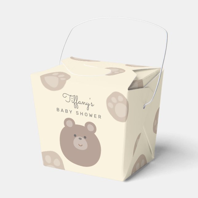 Beary Cute Brown Teddy Bear Cub Boy Baby Shower Favour Box (Front Side)