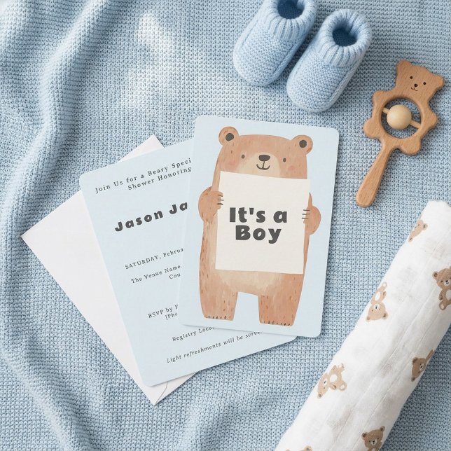 Beary Cute It’s a Boy Baby Shower bear Invitation (Beary Cute It’s a Boy Baby Shower bear Invitation.)