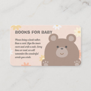 Beary Cute Pink Daisies Baby Shower Books For Baby Enclosure Card