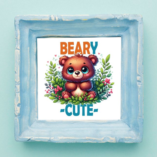 Beary Cute. Teddy Bear cartoon smiling. Funny pun Photo Print (Creator Uploaded)