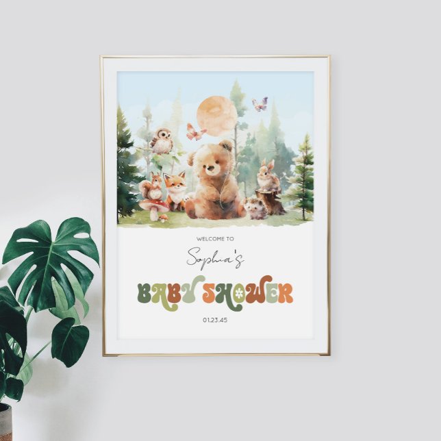 Beary Cute Woodland Baby Shower Photo Print (Beary Cute Woodland Baby Shower Poster)