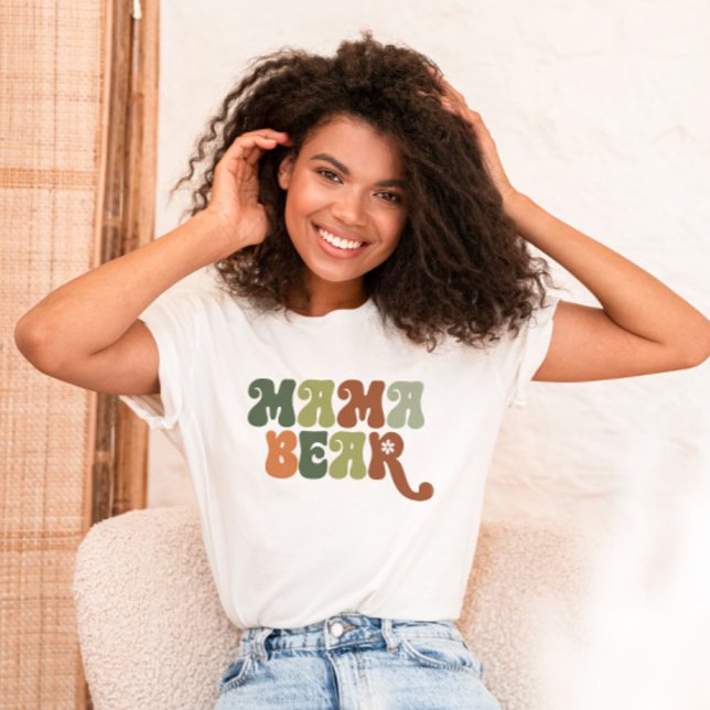 Beary Cute Woodland Mama Bear Baby Shower T-Shirt (Mama Bear Shirt for Baby Shower)