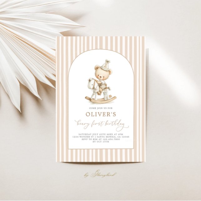 Beary First Birthday Boy Invitation (Creator Uploaded)