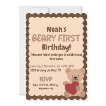 Beary First Birthday Invitation