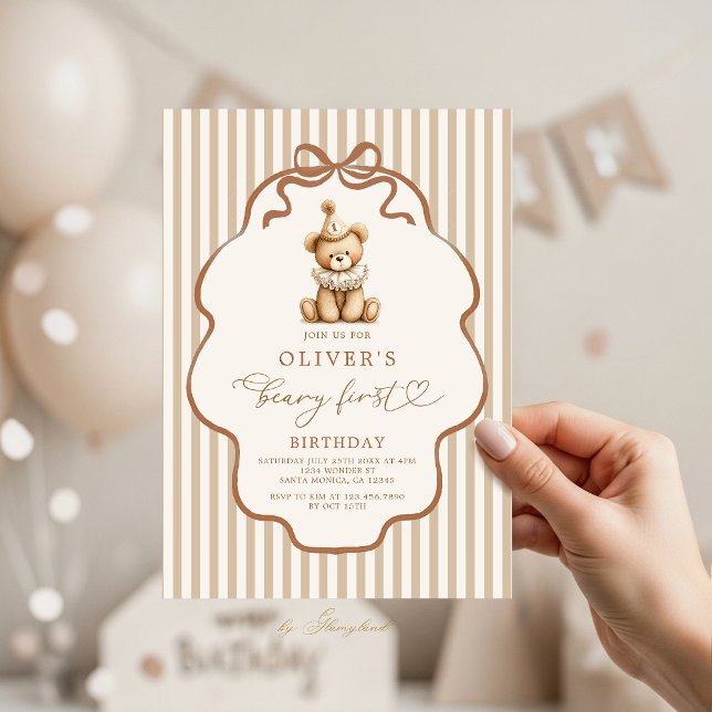 Beary First Birthday Invitation (Creator Uploaded)