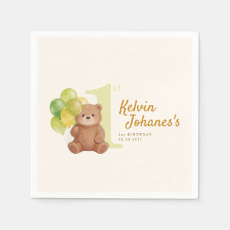 Beary First Birthday Napkin