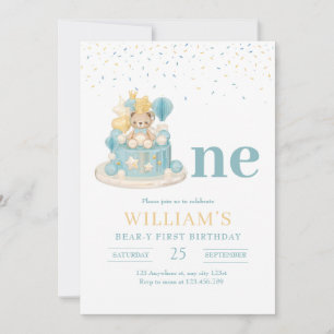 Beary First Birthday Teddy Bear 1st Birthday Invitation