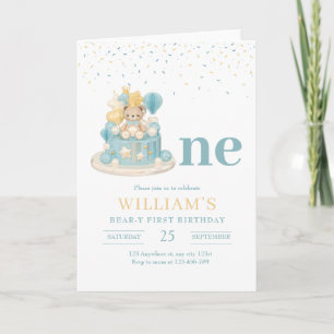 Beary First Birthday, Teddy Bear 1st Birthday Invitation
