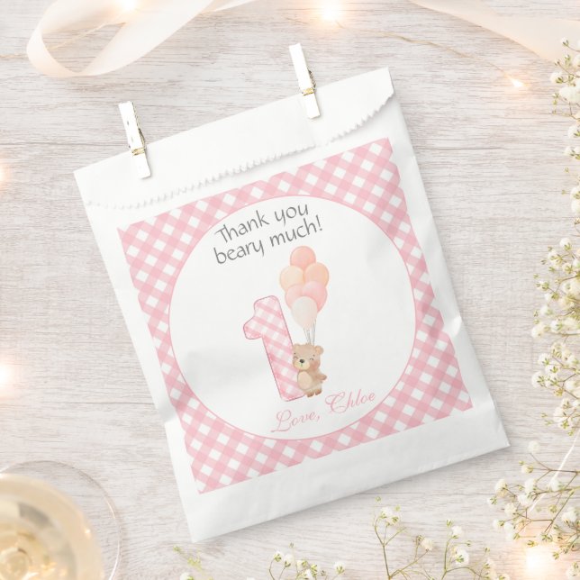 Beary First Teddy Bear Birthday Party  Favour Bags (Clipped)