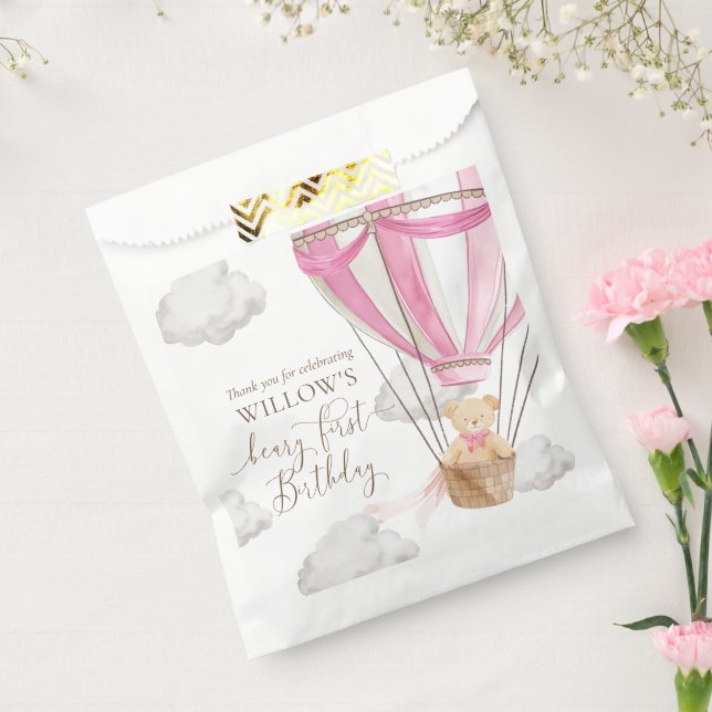 Beary First Teddy Bear Hot Air Balloon Birthday Favour Bags (Sealed)