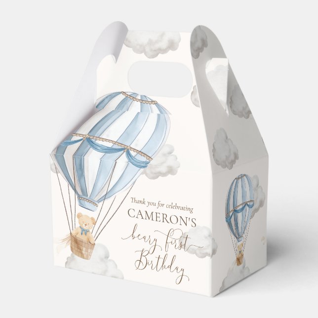 Beary First Teddy Bear Hot Air Balloon Birthday Favour Box (Back Side)