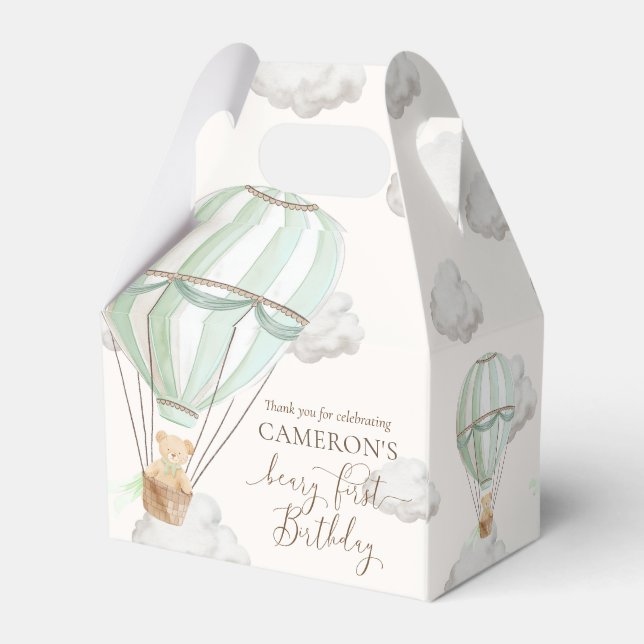 Beary First Teddy Bear Hot Air Balloon Birthday Favour Box (Back Side)