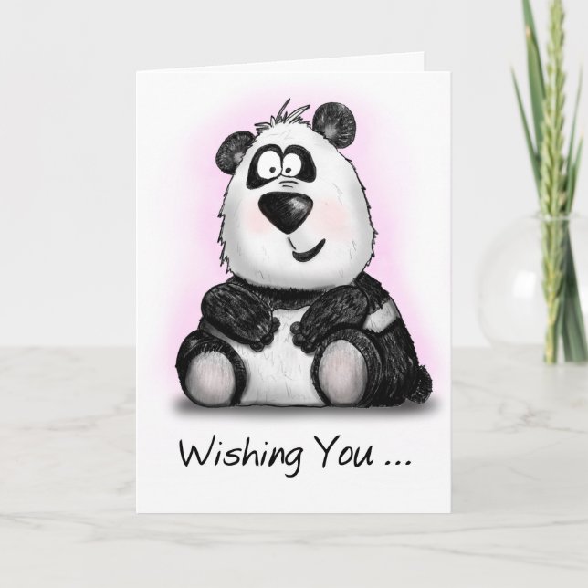 Beary Happy Birthday Cartoon Panda Card (Front)