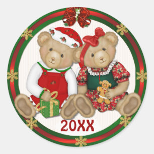 Beary Merry Christmas 20XX Classic Round Sticker