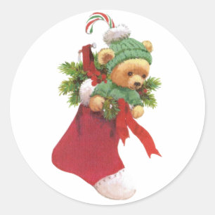 Beary Merry Christmas Classic Round Sticker
