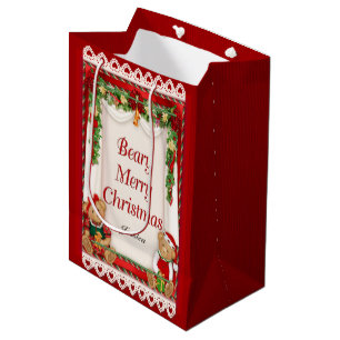Beary Merry Christmas - Customise Name Medium Gift Bag