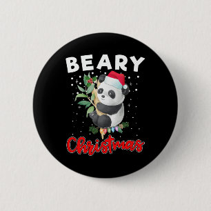 Beary Merry Christmas For Panda Bear Lovers Funny 6 Cm Round Badge