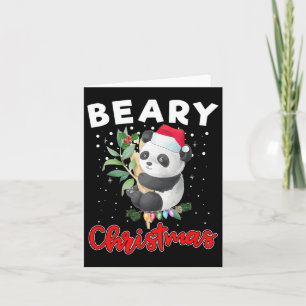 Beary Merry Christmas For Panda Bear Lovers Funny Card