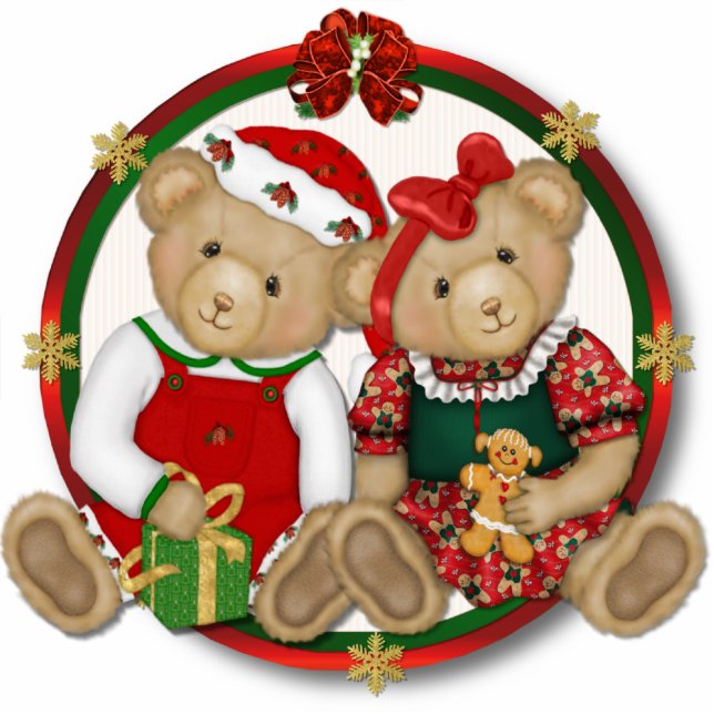 Beary Merry Christmas Ornament Photo Sculpture Decoration (Front)