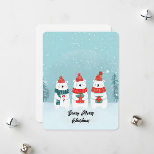 Beary Merry Christmas Polar Bears Cosy Accessories Holiday Card