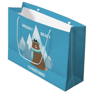 Beary Merry Mountain Christmas Large Gift Bag