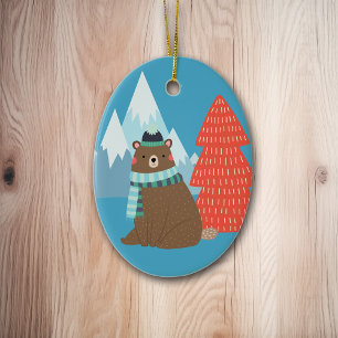 Beary Merry Mountain Personalized Christmas Ceramic Tree Decoration