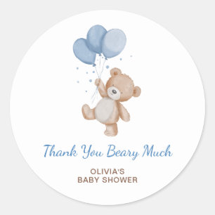 Beary Much Baby Shower Thank You Classic Round Sticker