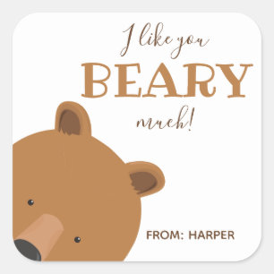 Beary Much Bear Classroom Valentine Square Sticker