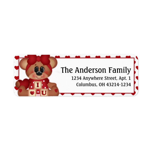 Beary Much Valentine's Day Address Labels d1 (Front)