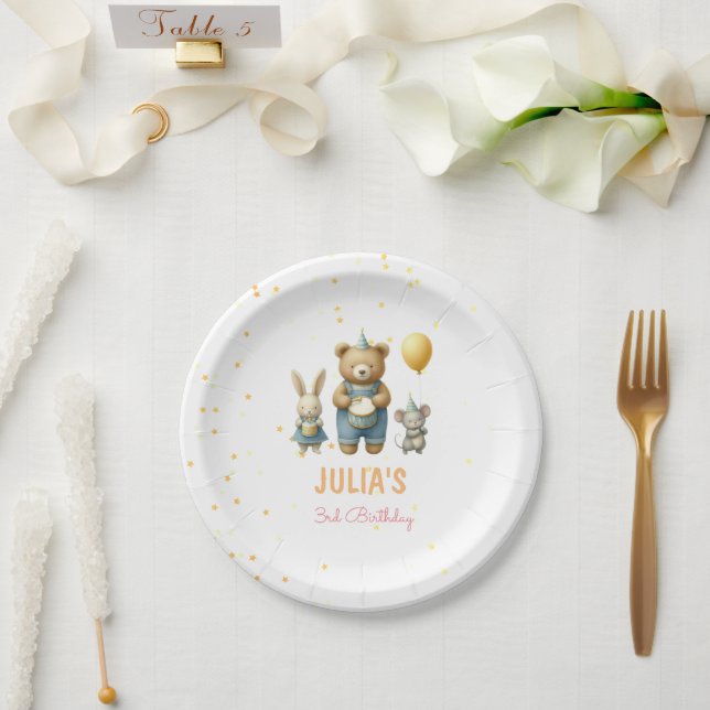 Beary Special Birthday Bash Paper Plate (Wedding)