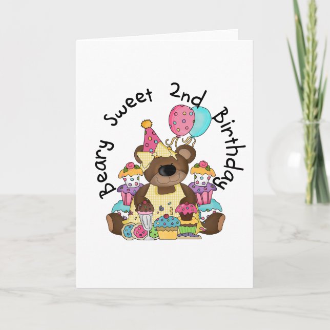 Beary Sweet 2nd Birthday T-shirts and Gifts Card (Front)