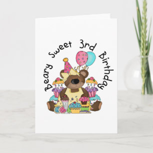 Beary Sweet 3rd Birthday Tshirts and Gifts Card
