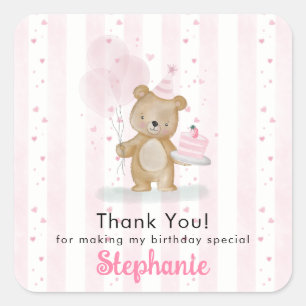 Beary Sweet Birthday Square Sticker