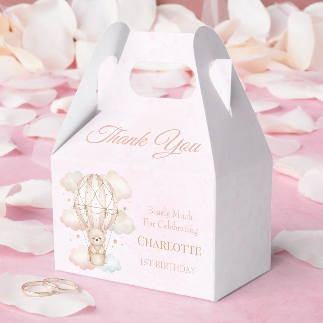 Beary Sweet Hot Air Balloon 1st Birthday Favor Box (Wedding)