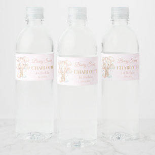 Beary Sweet Hot Air Balloon 1st Birthday Water Bottle Label
