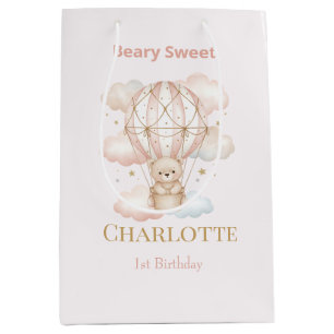 Beary Sweet Hot Air Balloon Birthday Medium Gift Bag