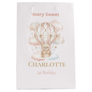 Beary Sweet Hot Air Balloon Birthday Medium Gift Bag