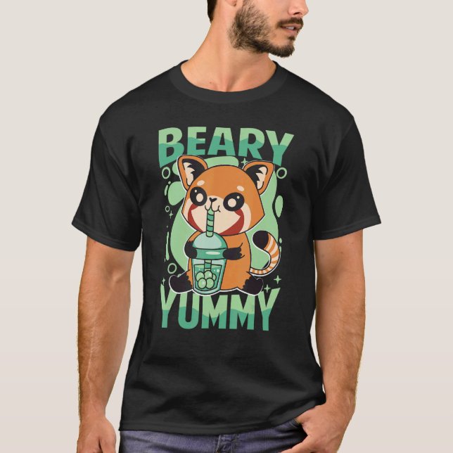 Beary Yummy  Cute Red Panda  Milk Tea 1 T-Shirt (Front)